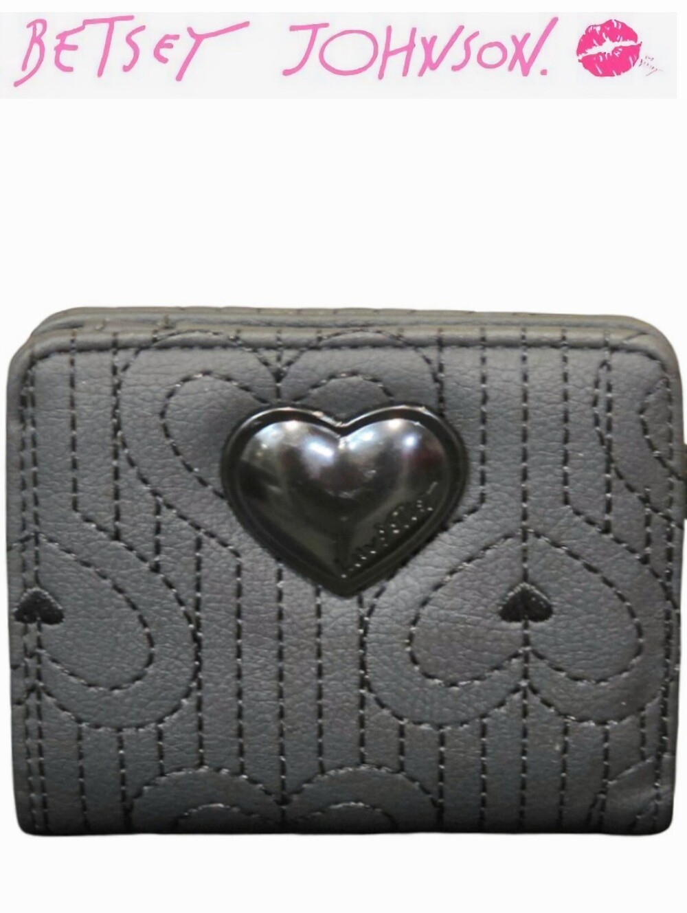 Betsey Johnson Quilted Heart Compact Wallet